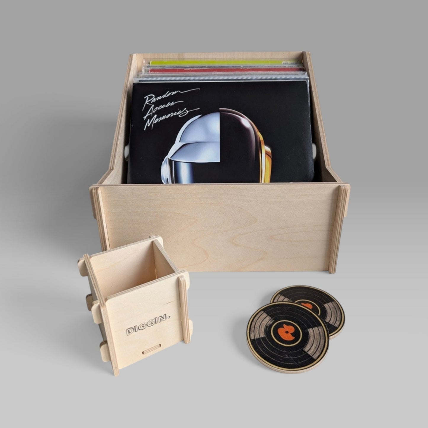 "BASIC" SET DIGGIN CRATE + BOX + TWO COASTERS