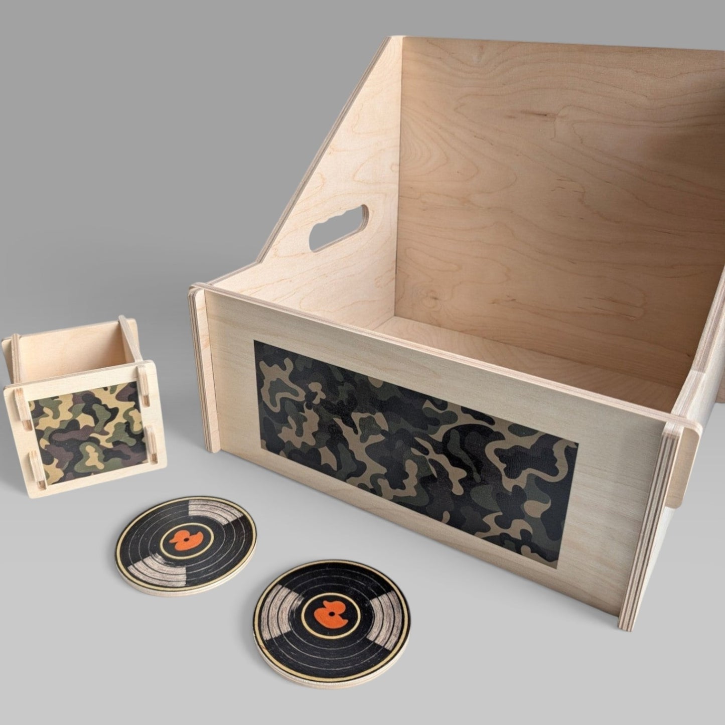 "CAMO" SET DIGGIN CRATE + BOX + TWO COASTERS