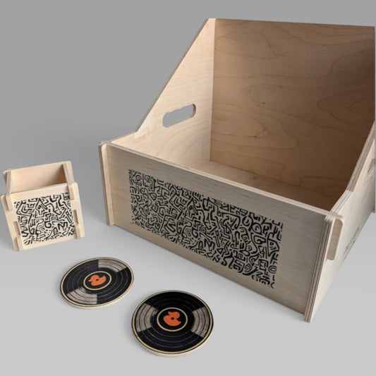 "DOODLES" SET DIGGIN CRATE + BOX + TWO COASTERS