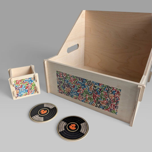 "DOODLES COLOR" SET DIGGIN CRATE + BOX + TWO COASTERS